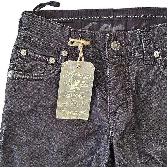 Stitch's Arizona Black Corduroy Button Fly Straight Leg Denim Jeans 28 NWT $219 - Picture 5 of 9